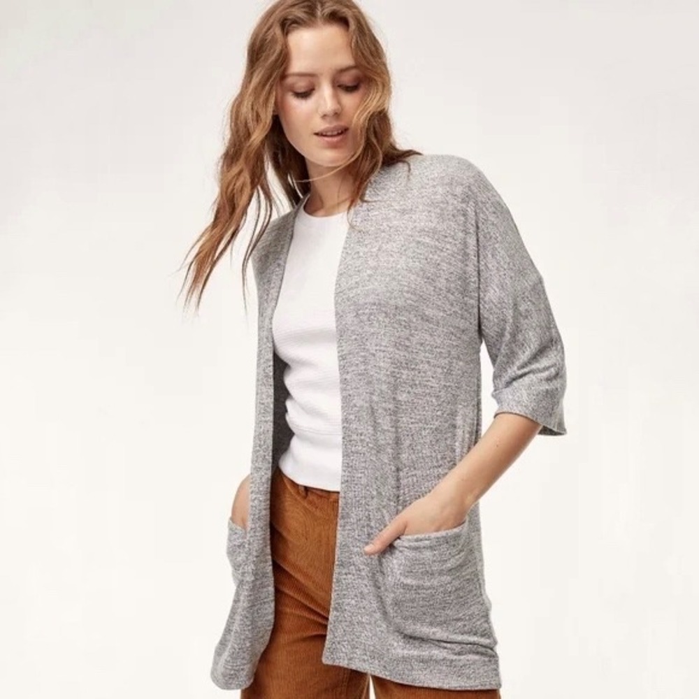 Aritzia | Wilfred Free | Zlata Open Front Cardigan Heathered Grey Size‎ XS
